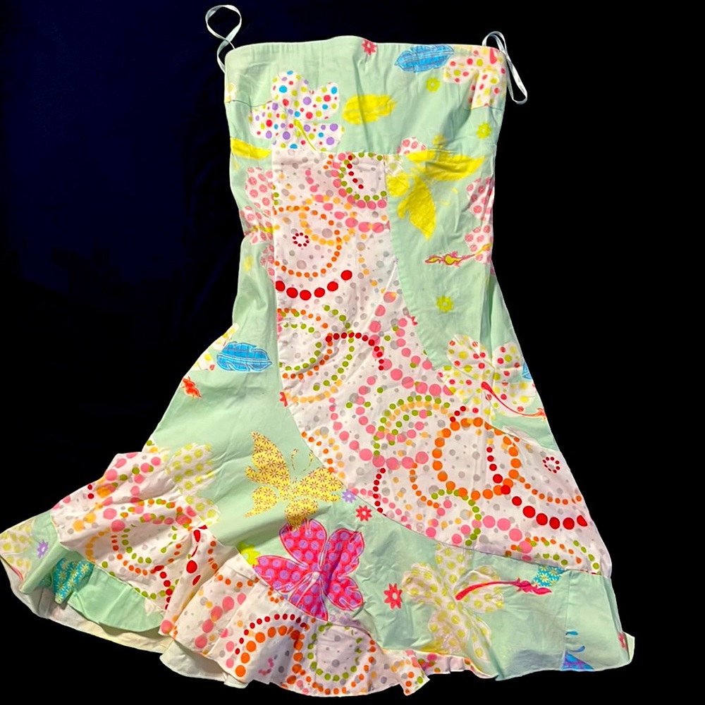 Vintage Rubber Ducky pastel floral multi colored dress